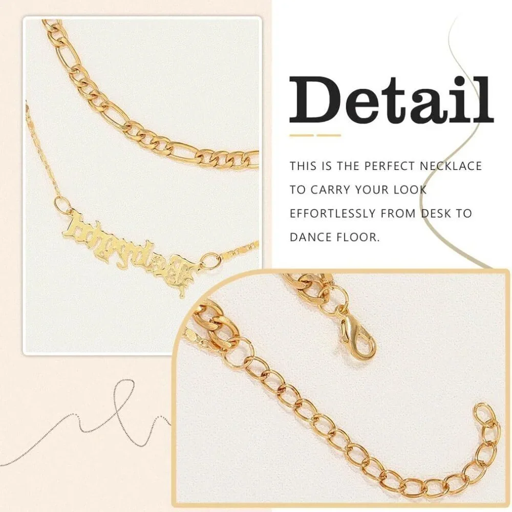 Gold Figaro Necklace Chain for Women Layered Pendant Jewelry Tangle-Free - Picture 5 of 6